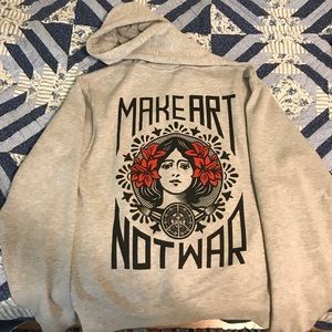 "Make Art Not War" Gray Obey Hoodie